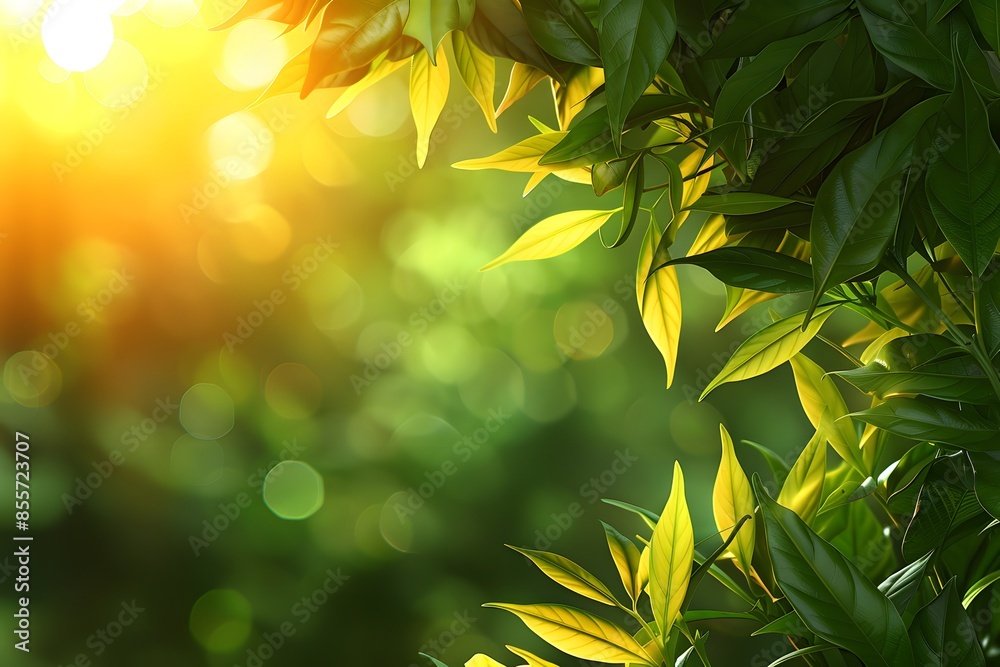 Sunlit Green Foliage Background with Natural Bokeh - Perfect for Nature-Themed Design, Print, Card, or Poster Sunlit Green Foliage Background with Natural Bokeh - Perfect for Nature-Themed Design, Print, Card, or Poster