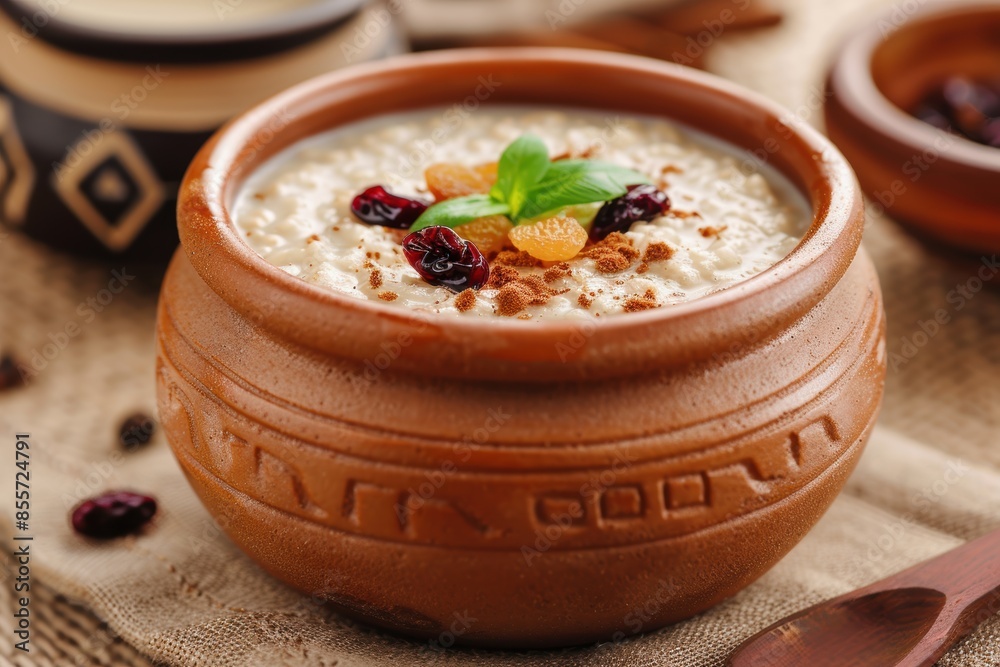 Hearty oatmeal breakfast with dried fruit and spices Hearty oatmeal breakfast with dried fruit and spices