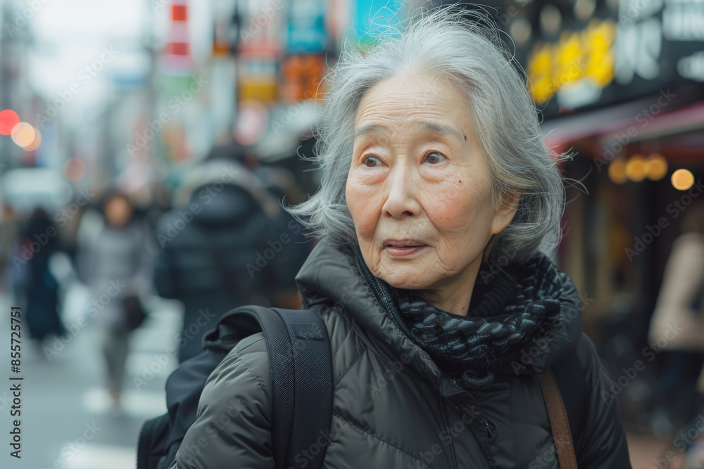 Elegant Elderly Woman in City Street Elegant Elderly Woman in City Street