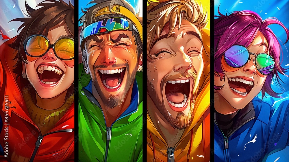 Obraz premium illustration of four people screaming