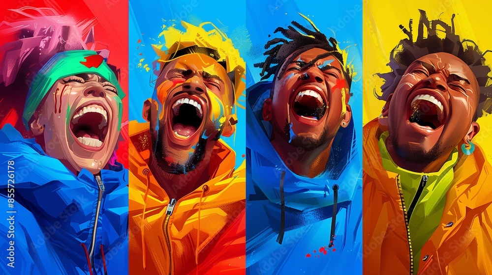 Obraz premium illustration of four people screaming