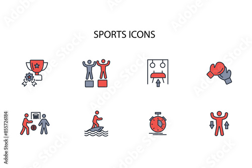 Sports icon set.vector.Editable stroke.linear style sign for use web design,logo.Symbol illustration.