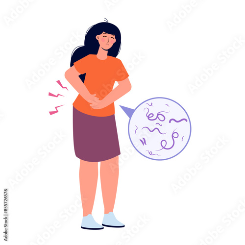 Worm infection, human intestinal parasites concept. Vector illustration.
