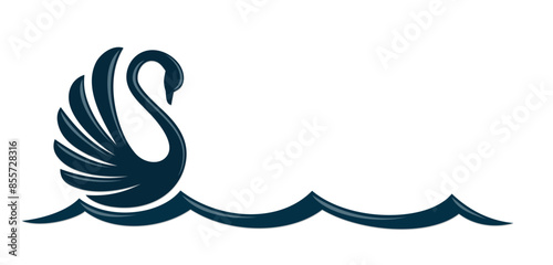 The symbol of blue swan with wave.