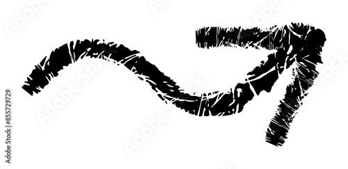 Hand drawn simple arrow drawn with wax crayon, chalk or charcoal. Uneven dry texture for underlining highlighting. Pencil drawn lines, strikethrough, grungy vector isolated on white