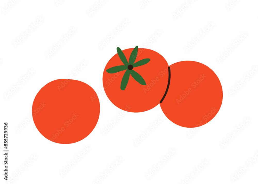 Branch of juicy ripe tomatoes, ripe bunch of tomato, vegetarian organic food, fresh whole tomato vegetables, healthy nutrition food, natural source of vitamins isolated flat vector illustration.
Branch of juicy ripe tomatoes, ripe bunch of tomato, vegetarian organic food, fresh whole tomato vegetables, healthy nutrition food, natural source of vitamins isolated flat vector illustration.