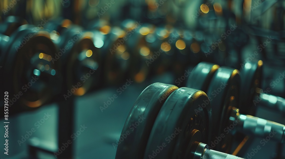Fototapeta premium Gym Atmosphere with Dumbbells Close-up