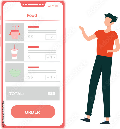 Guy is talking about ordering food online.