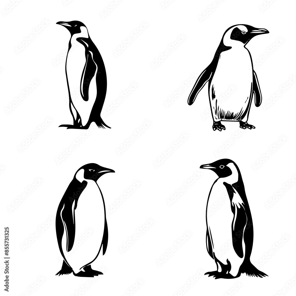 Obraz premium penguins on a white background