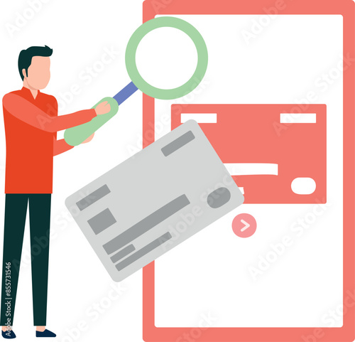 The boy is searching for online payment.