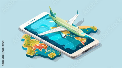 Adventure Awaits: Smartphone with Airplane Wings Over World Map photo