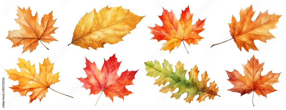 Watercolor of Autumn leaf set Watercolor of Autumn leaf set