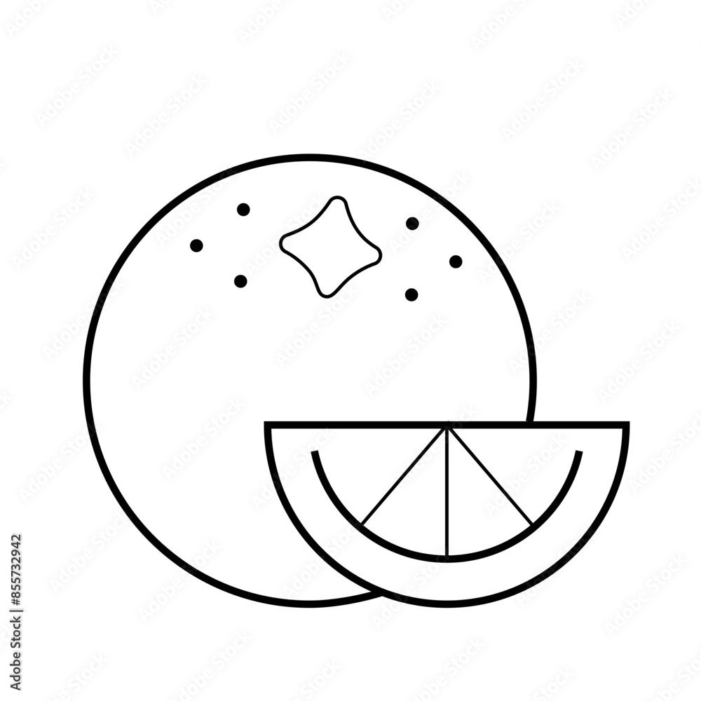 Orange linear vector icon isolated on white background, Outline orange fruit, simple black and white icon Orange linear vector icon isolated on white background, Outline orange fruit, simple black and white icon
