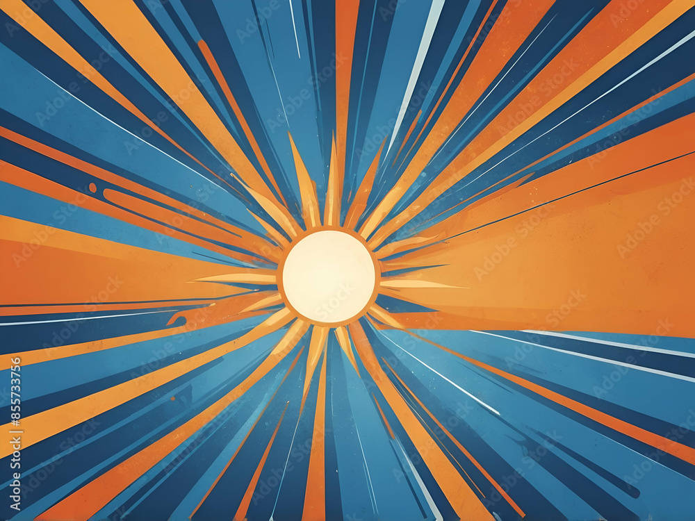 Obraz premium abstract childish retro Blue and Orange Sun Ray illustration