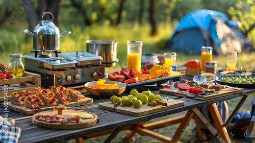 Camping Cuisine: Outdoor Food Table Setup