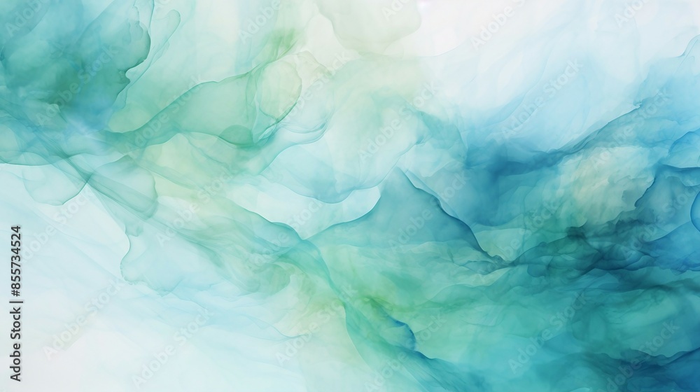 Obraz premium Vibrant Fluid Art With Blue And Green Hues Forming Abstract Waves And Flowing Patterns. Generative AI
