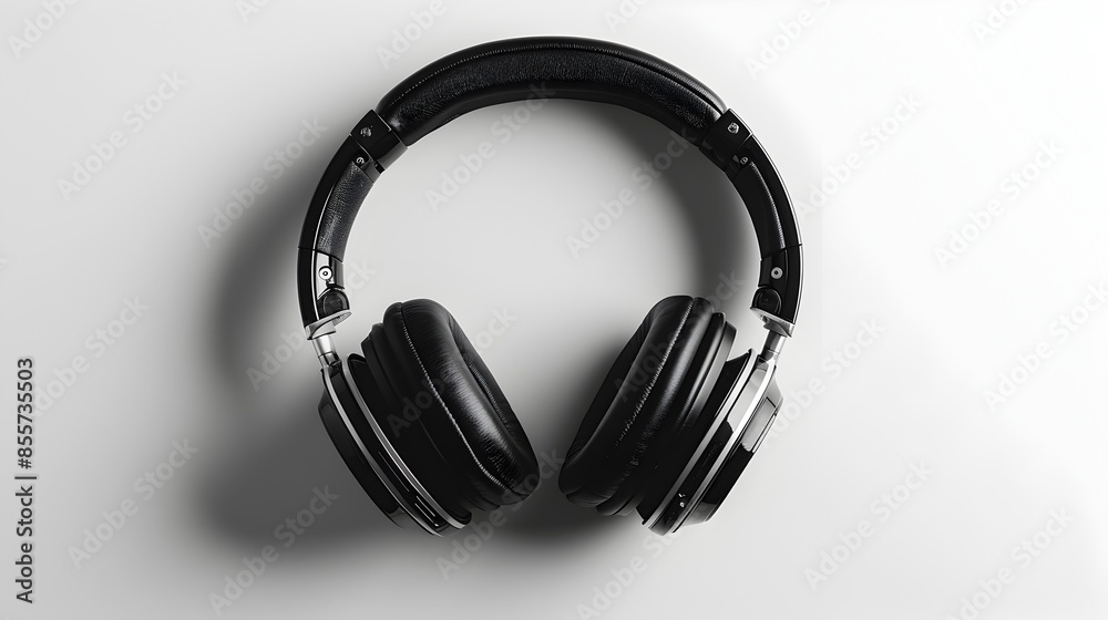 Fototapeta premium Sleek Wireless Headphones on Isolated White Background Showcasing Modern Design