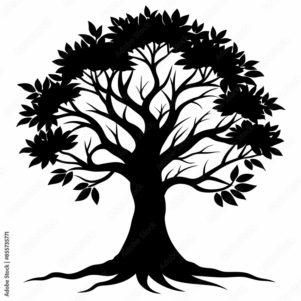 Obraz premium silhouette tree vector illustration isolated on white background