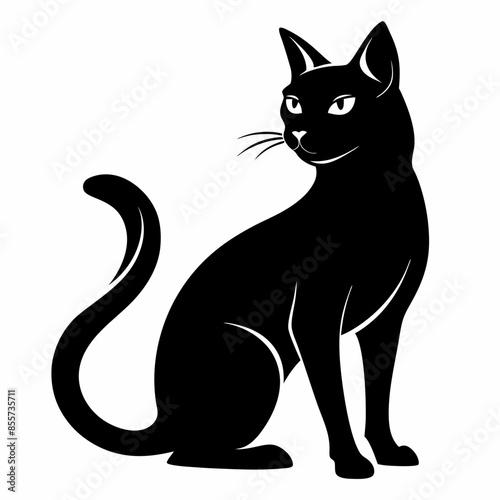 Wallpaper Mural Silhouette Cat Vector Illustration Isolated on White Background Torontodigital.ca