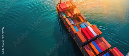 Container ship in export an...