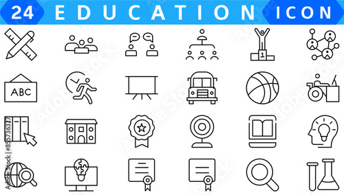 Education line icon collection. Set of vector line icons of education for modern concepts, web, and apps. Set of flat signs and symbols for web and apps