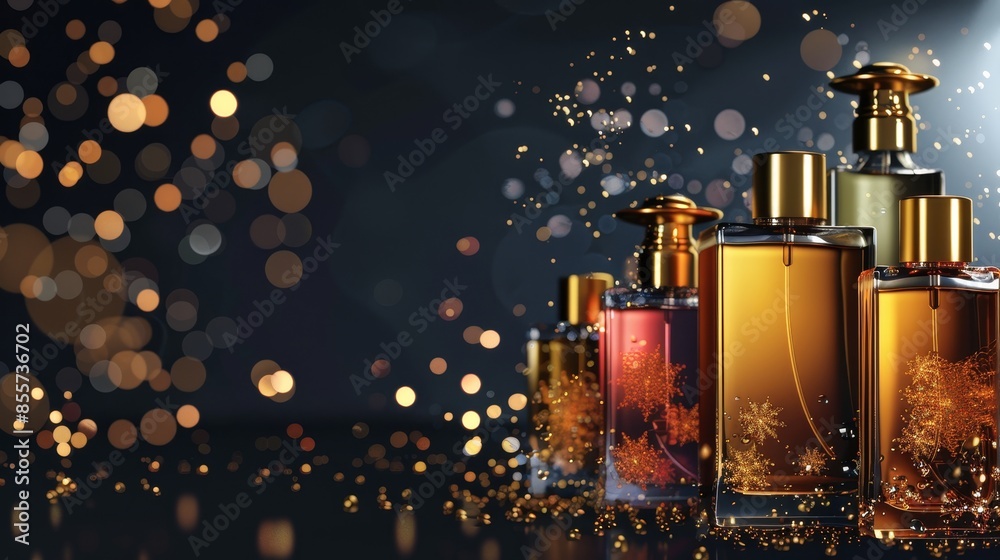 Sleek Black Friday shopping banner featuring modern and dynamic perfume designs with a balanced composition and realistic graphics on a dark background Sleek Black Friday shopping banner featuring modern and dynamic perfume designs with a balanced composition and realistic graphics on a dark background