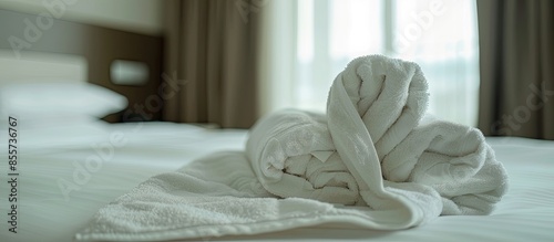 white bathrobe on the bed. ...