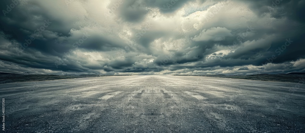 Foto Asphalt road and sky dark cloud background