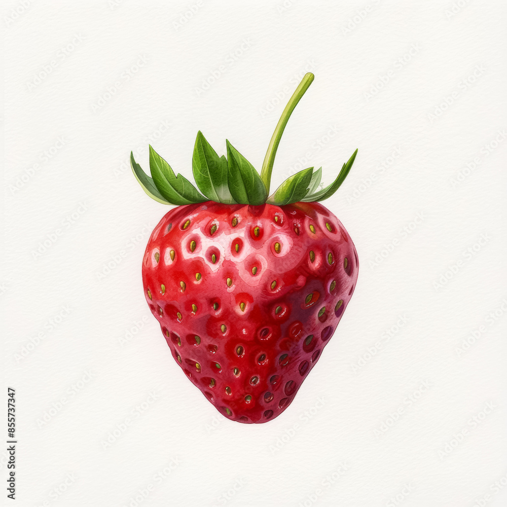 Close-up of a vibrant, fresh strawberry isolated on white background, perfect for healthy eating, nutrition concepts, and summer holiday celebrations Close-up of a vibrant, fresh strawberry isolated on white background, perfect for healthy eating, nutrition concepts, and summer holiday celebrations