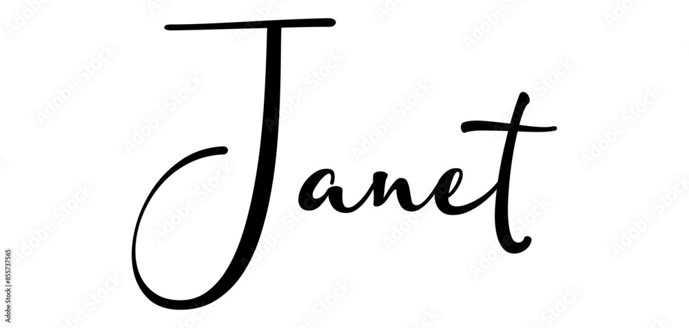 Naklejka premium janet - colore nero - parola nome scritta - ideale per websites, presentazioni, biglietti, banners, sweatshirt, stampe, cricut, silhouette, sublimazioni, etichette, adesivi