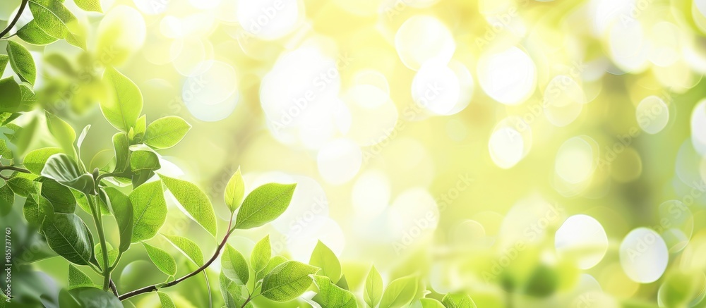 Green leaves blur and blurred light bokeh. Abstract background and beautiful backdrop. Copy space image. Place for adding text or design Green leaves blur and blurred light bokeh. Abstract background and beautiful backdrop. Copy space image. Place for adding text or design