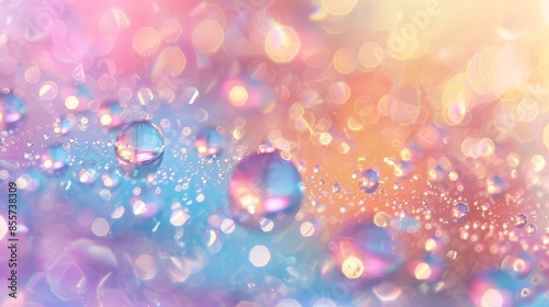 Colorful bokeh lights against abstract rainbow glitter blur