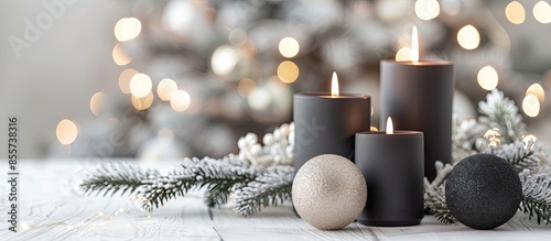 black burning candles with ...