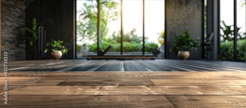 fitness gym and wooden tabl...