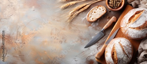 Fresh bread slice and cutti...