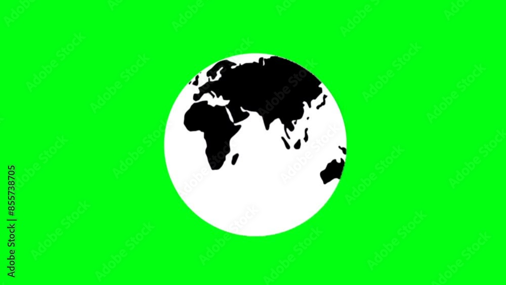 spinning Earth isolated on green screen Background. Symbolic Planet Earth. Looped world planet with Black and White Color world map texture spinning Earth isolated on green screen Background. Symbolic Planet Earth. Looped world planet with Black and White Color world map texture