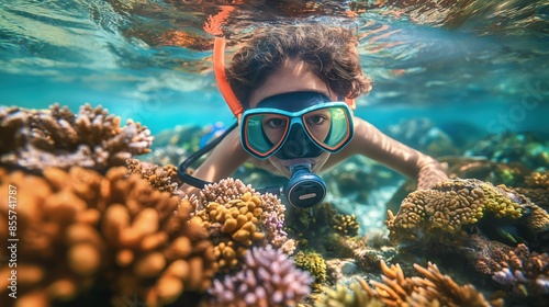 Underwater Family Fun: Scuba Diving Adventure Amidst Colorful Coral Reefs and Marine Life