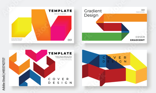 Free Download Set of template background design vector. Collection of creative abstract gradient vibrant colorful perspective 3d geometric shape background. Art design for business card, cover, banner, wallpaper. - GFXLoad
