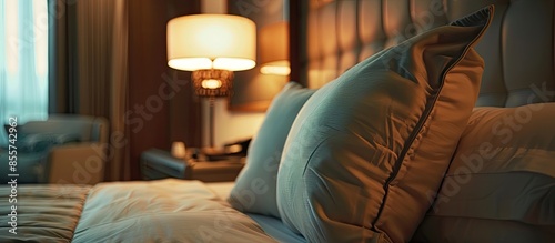 Pillow on bed decoration in...