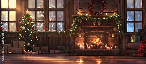 Decorated fireplace in inte...