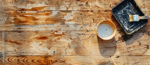 a tray for paint and a brus...