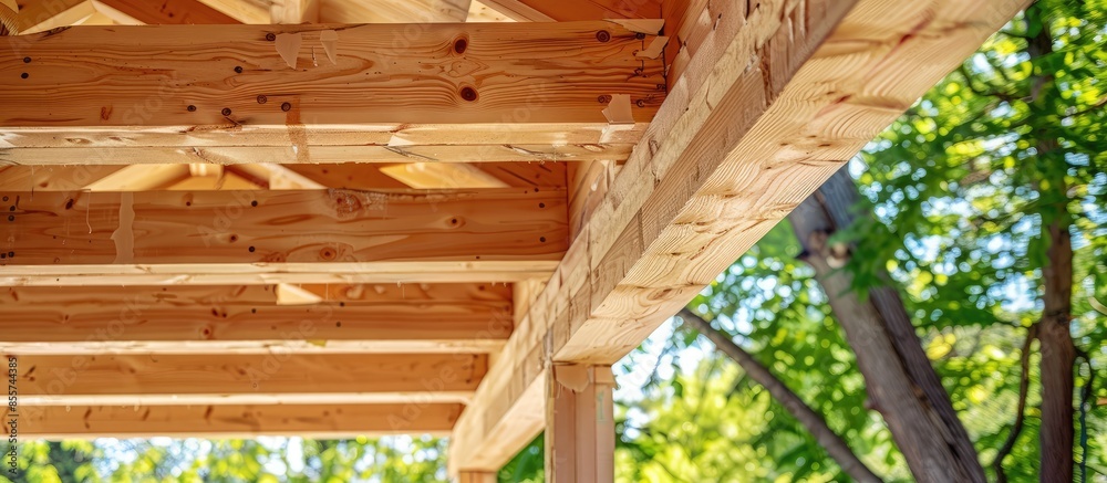 Under construction home framing beam of new house. with copy space image. Place for adding text or design Under construction home framing beam of new house. with copy space image. Place for adding text or design