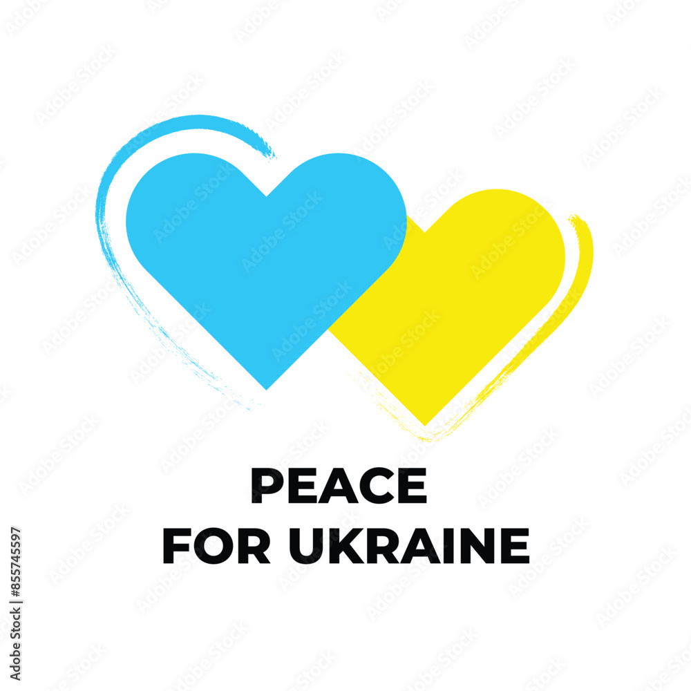 Support for Ukraine. Ukrainian flag. Heart Support for Ukraine. Ukrainian flag. Heart