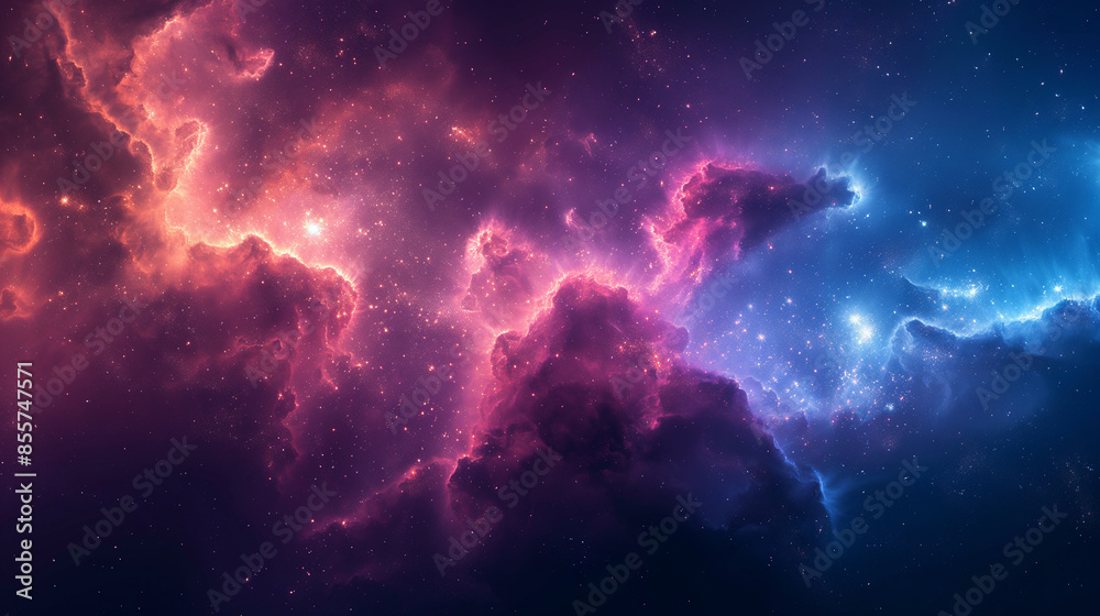 Fototapeta premium A colorful space scene with a mix of red, blue, and purple clouds
