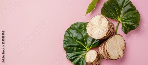 whole and half taro root wi...