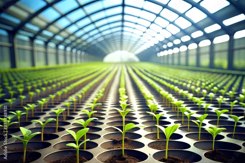Fototapeta premium seedlings sprouting in a greenhouse