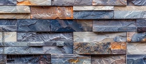 Modern stone brick wall bac...