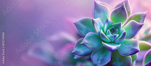 Closeup of a green and lila...