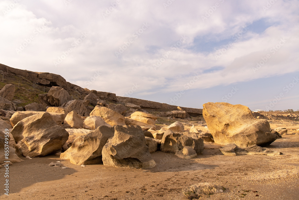 Beautiful rocky shore of the Caspian Sea. Beautiful rocky shore of the Caspian Sea.