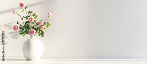 a vase with roses in the ro...